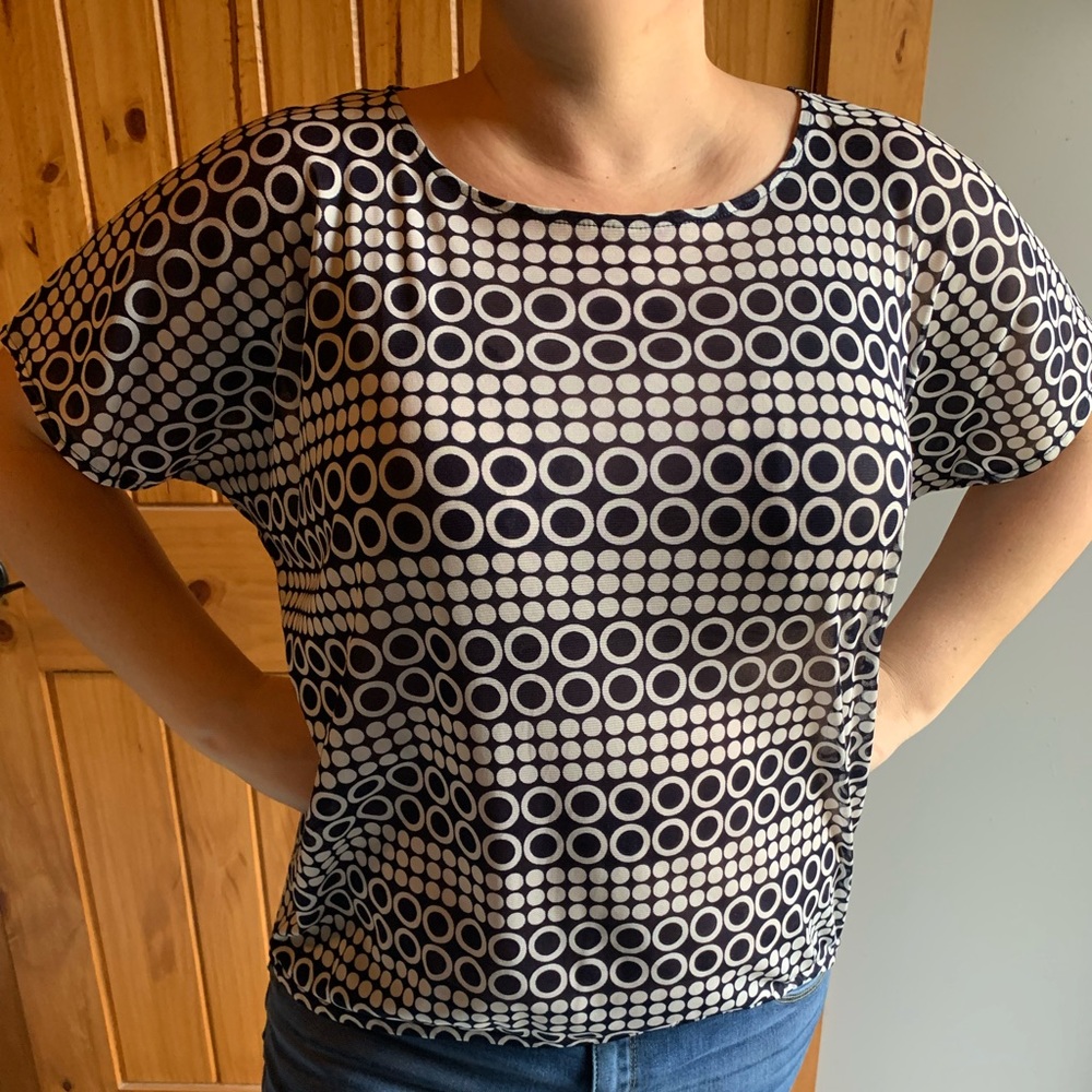 Banana Republic Factor navy short sleeve blouse